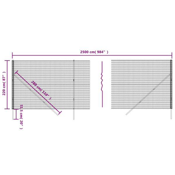 Stängsel antracit 2,2x25 m galvaniserat stål