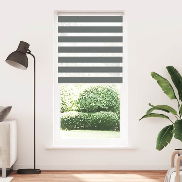 Rullgardin zebra mörkgrå 95x230 cm tyg bredd 90,9 cm polyester