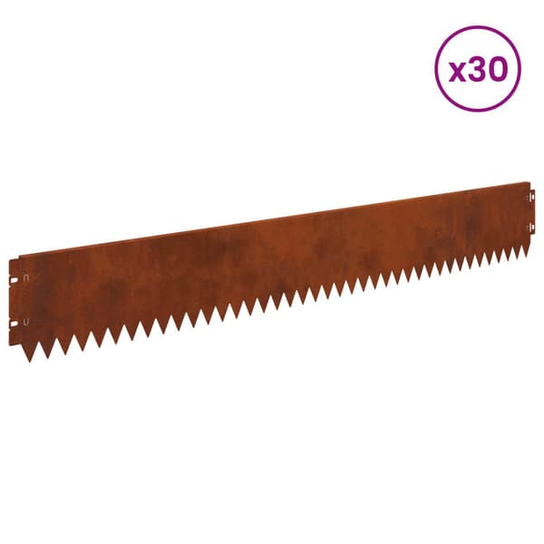 Kant för gräsmatta 30 pcs 103 x 15 cm Stål Rostig