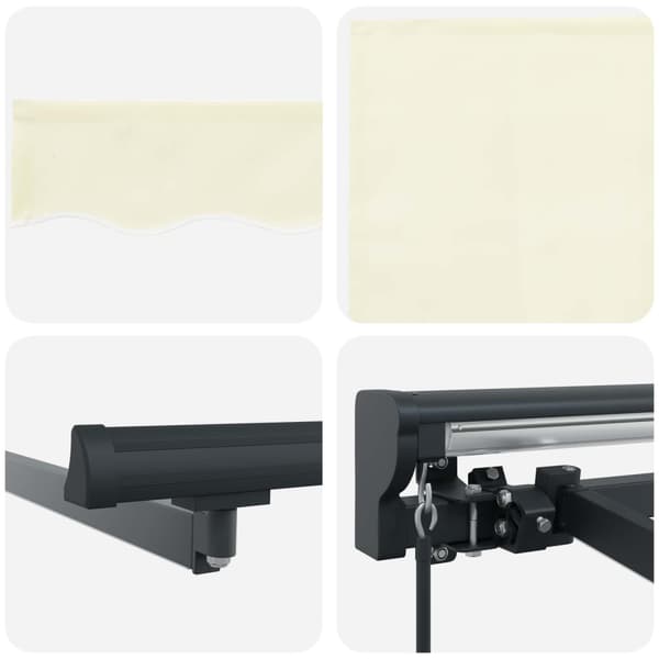 Manuell markisram med LED-lampor Kräm och antracit 4,5 × 3 m