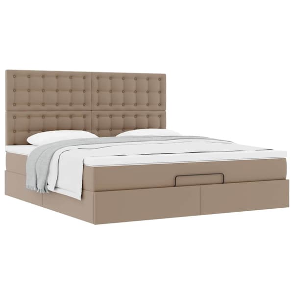 Ottoman sängram med madrass cappuccino 160x200 cm konstläder