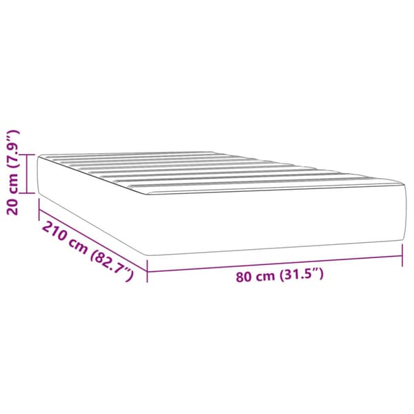 Pocketresårmadrass medium ljusgrå 80x210x20 cm sammet