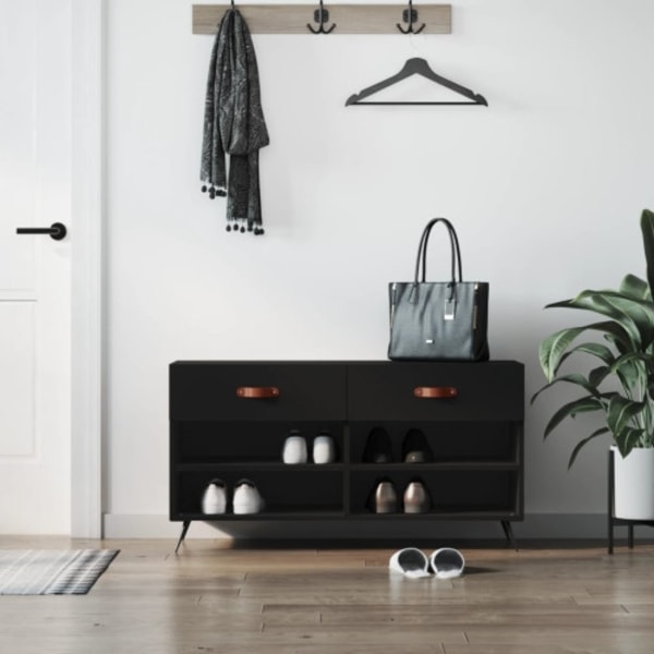 Skobänk svart 102x35x55 cm konstruerat trä