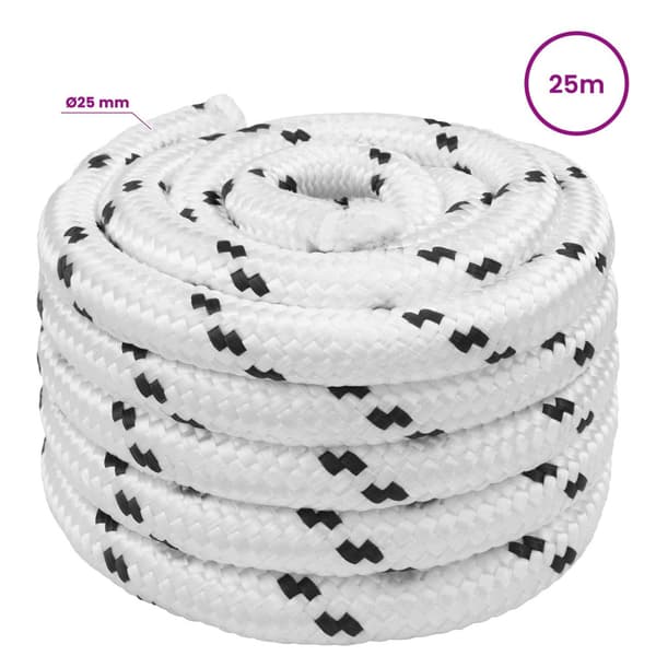 Mångsidigt bruksrep 25 mm 25 m Vit Polyester