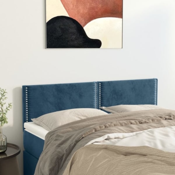 Huvudgavlar 2 st mörkblå 72x5x78/88 cm sammet