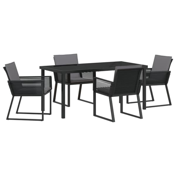 Trädgårdsmöbelset 5 pcs Svart Pulverlackerat stål