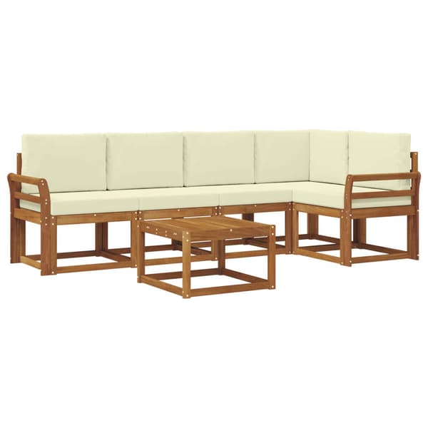Utomhussoffset med kudde 6 pcs Naturlig och Grädde