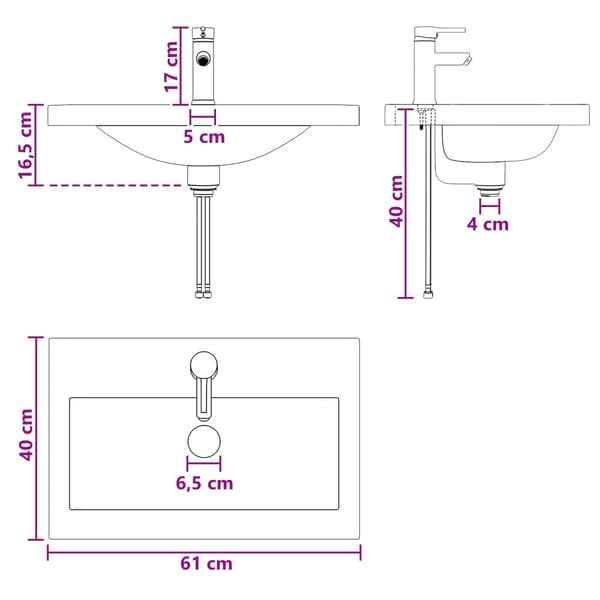 Badrumsmöbelset Vit 56 x 37,5 x 81 cm Konstruerat trä