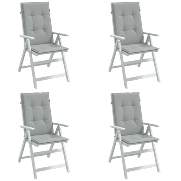 Stolsdynor högt ryggstöd 4 st melerad ljusgrå 120x50x4 cm tyg