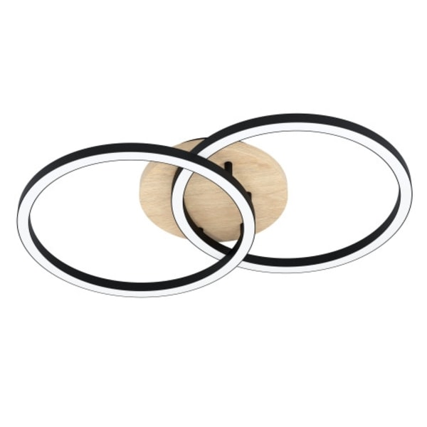 EGLO Lomaltas-Z Smart Ceiling Lamp – Black & Oak – 35x58 cm – Tunable White – Zigbee & Bluetooth Svart, Brun, Vit