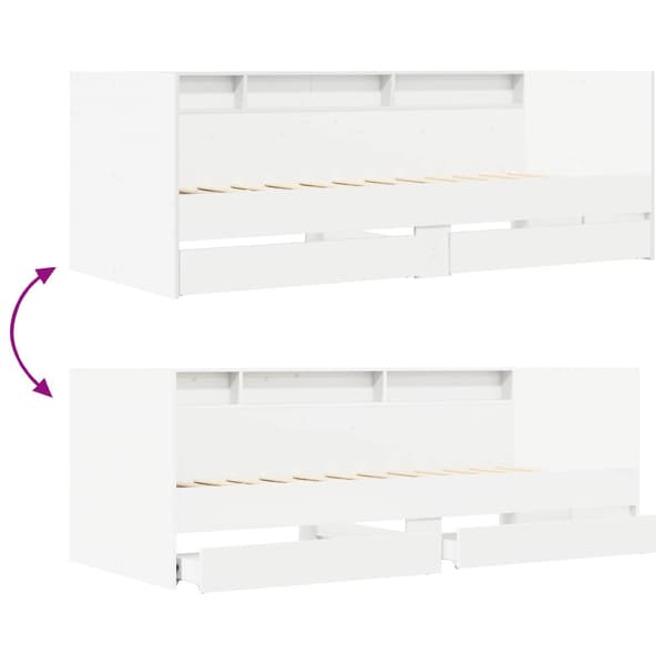 Sängram med förvaring Vit 80 x 200 cm Konstruerat trä
