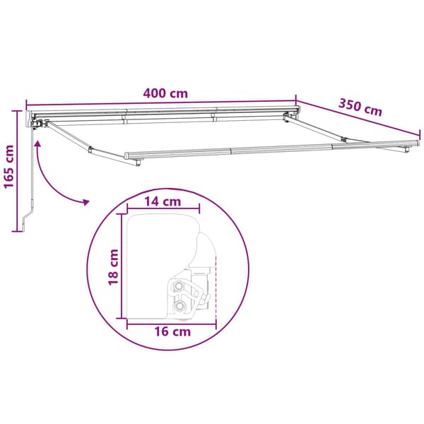 Manuell Utdragbar Markis Taupe 4 × 3,5 m