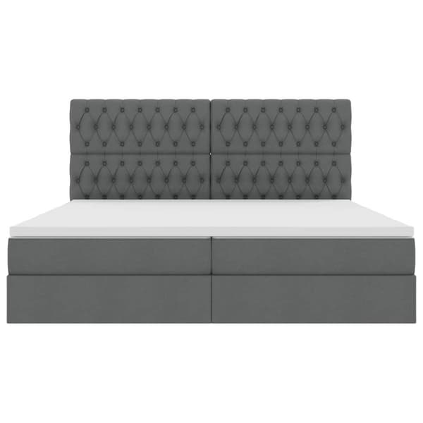 Förvaringssäng med madrass Mörkgrå 200 x 200 cm Polyester