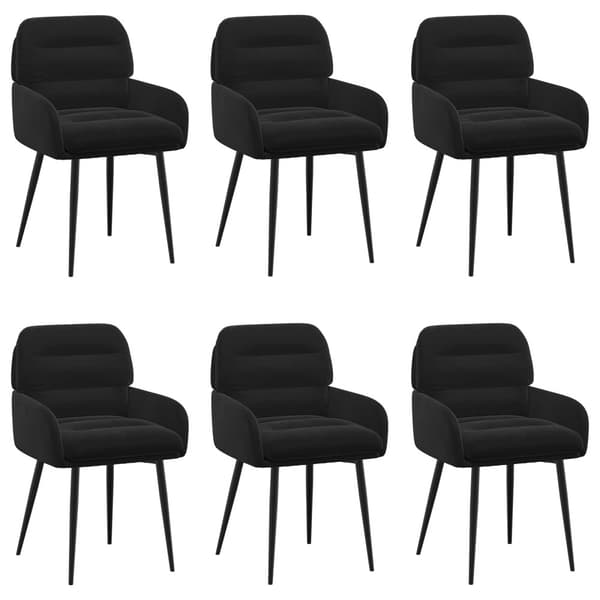 Matstolar 6 pcs Sammet Svart 59 x 59,5 x 90 cm