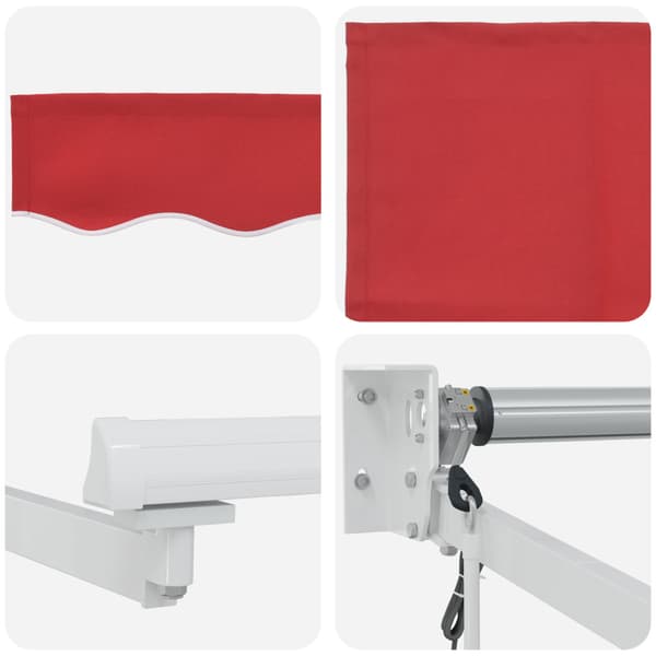 Utfällbar markis Röd 350 x 250 cm Polyester och aluminium