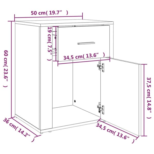 Sängbord vit 50x36x60 cm konstruerat trä