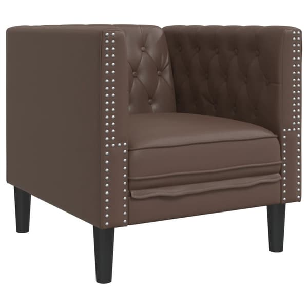 Soffgrupp chesterfield 3 delar brun konstläder