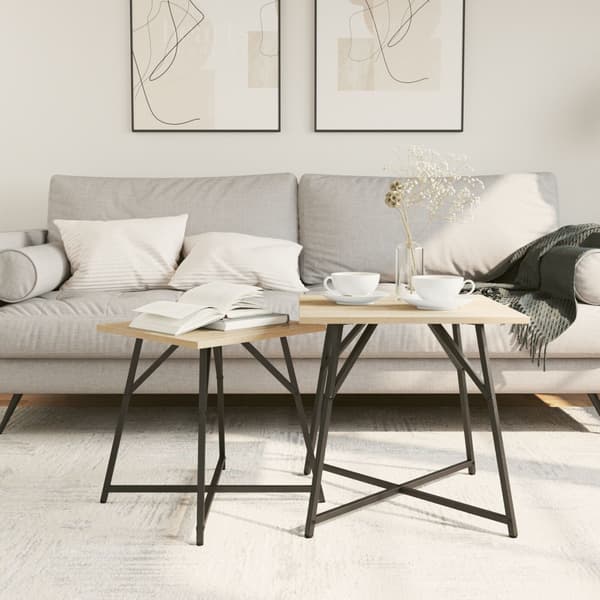 Sidobordsset 2 pcs Sonoma Ek och Svart
