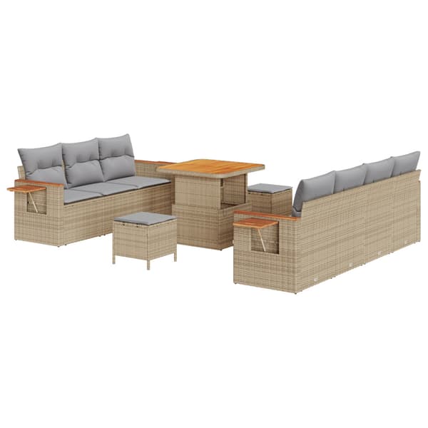 Trädgårdsoffset med kudde 10 pcs Beige och Ljusgrå
