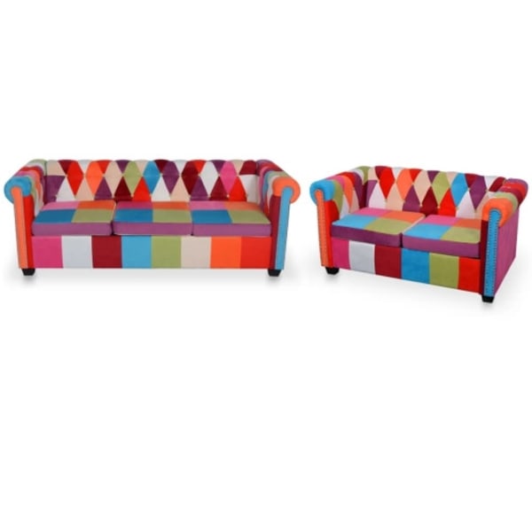 Soffgrupp 2 st Chesterfield tyg