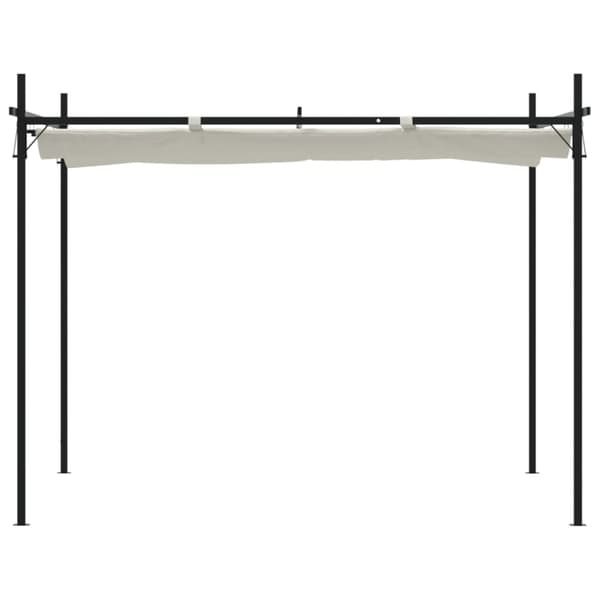 Pergola med infällbart tak gräddvit 295x292x230 cm