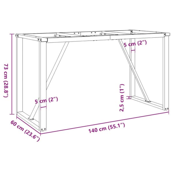 Bordsben för matbord O-ram 140x60x73 cm stål