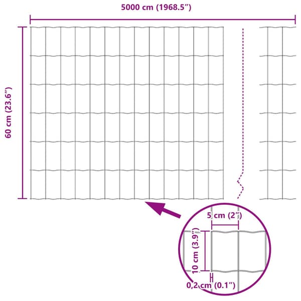 Stängsel med stolpe Silver 0,6 x 50 m Stål