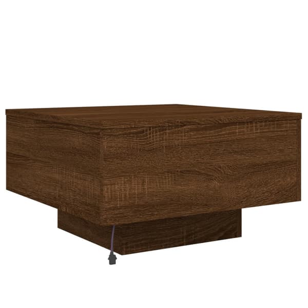 Soffbord med LED brun ek 55x55x31 cm