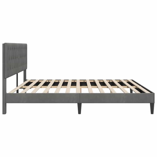Sängram med huvudgavel Mörkgrå 200 x 200 cm Sammet