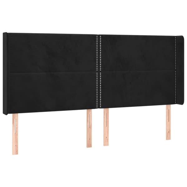 Ramsäng med madrass & LED svart 200x200 cm sammet
