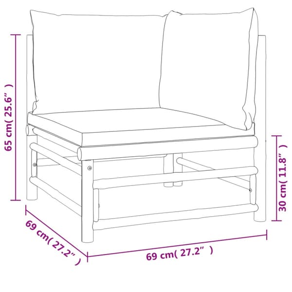 Loungegrupp 6 delar taupe dynor bambu