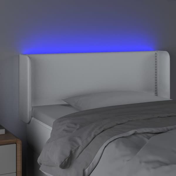 Sänggavel LED vit 103x16x78/88 cm konstläder