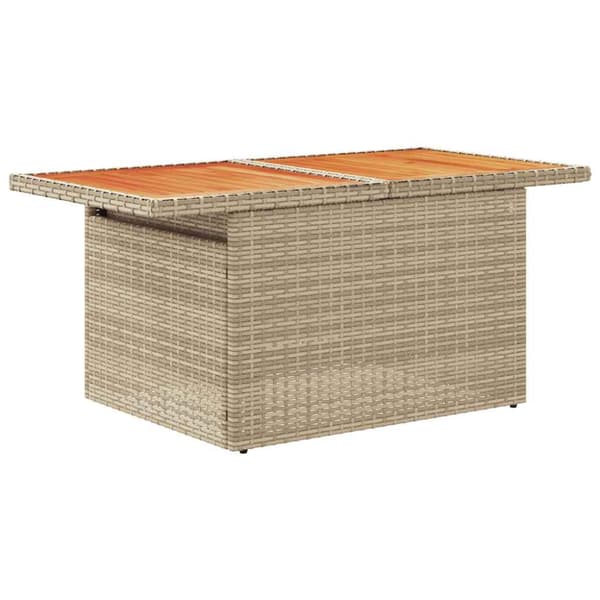 Trädgårdssoffset med dynor 6 delar beige konstrotting akaciaträ