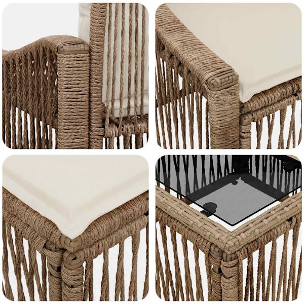 Trädgårdsoffset 10 pcs Beige konstrotting
