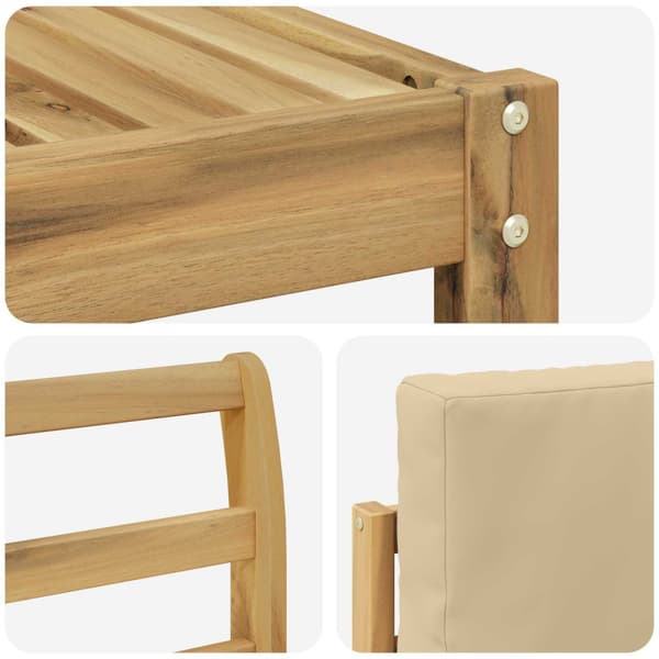 Utomhussoffset 6 pcs Vit och Beige 59 x 59 x 37 cm Polyester