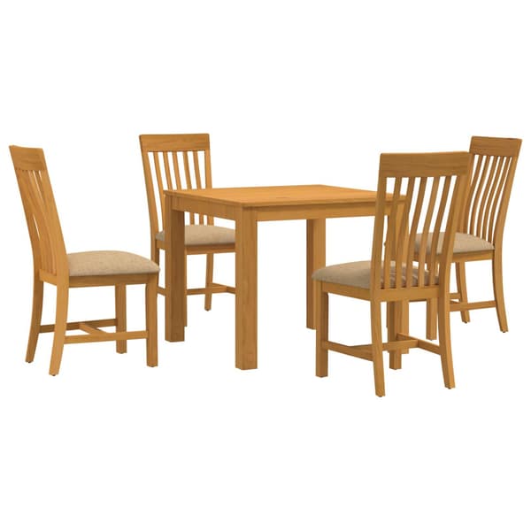 Matgrupp 5 st Beige Massivt Ekträ