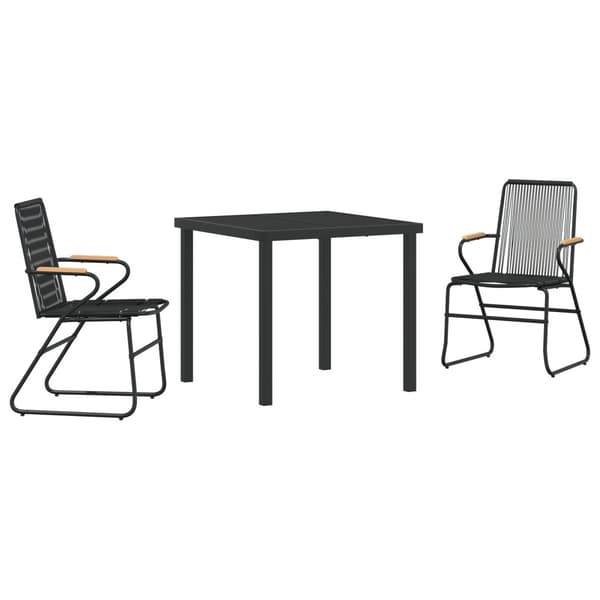 Trädgårdsmöbelset 3 pcs Svart Pulverlackerat stål