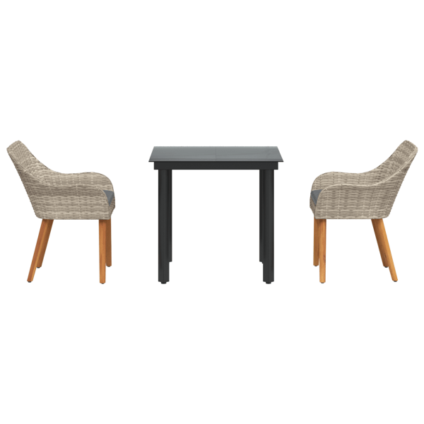 Trädgårdsmöbelset med kudde 3 pcs Ljusgrå konstrotting