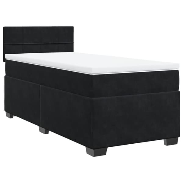 Ramsäng med madrass svart 90x200 cm sammet