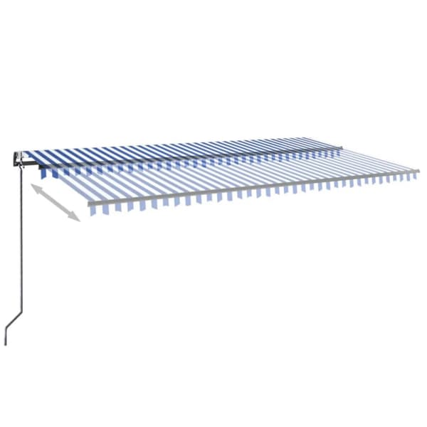 Automatisk markis med vindsensor & LED 600x300 cm blå och vit