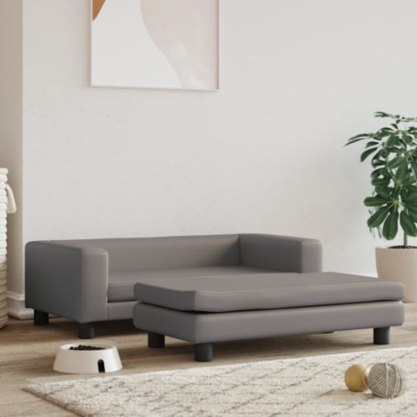 Hundbädd med förlängning grå 100x50x30 cm konstläder