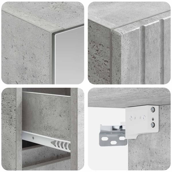 Badrumsmöbelset 4 st Betonggrå Konstruerat trä och glas