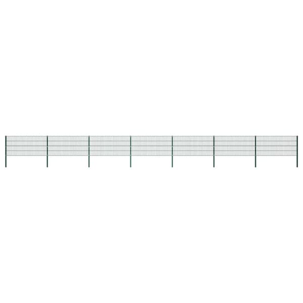 Staketpanel med stolpar järn 1212x80 cm grön