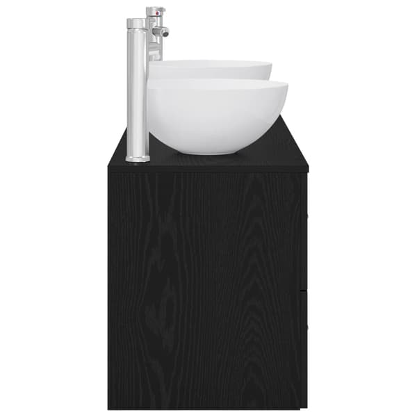 Badrumsskåpsset 3 st Svart ek 49,5 x 41 x 64,5 cm