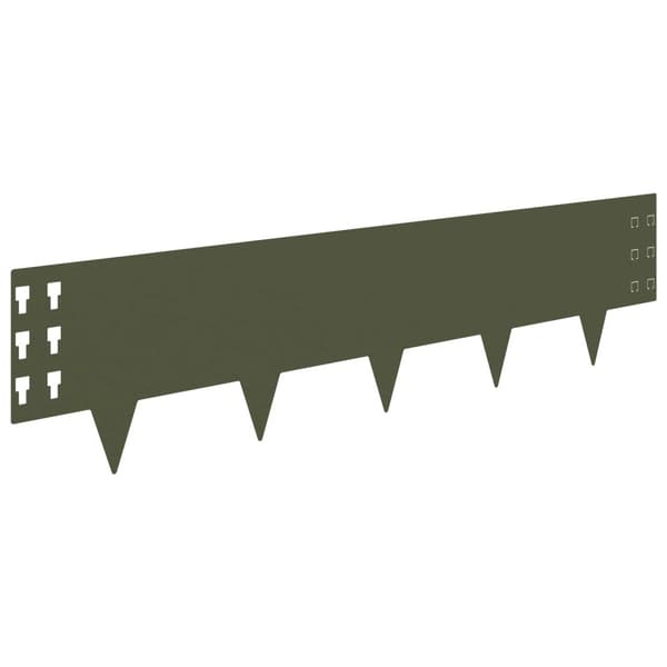 Kant för gräsmatta 10 pcs 100 x 25 cm Stål Olivgrön