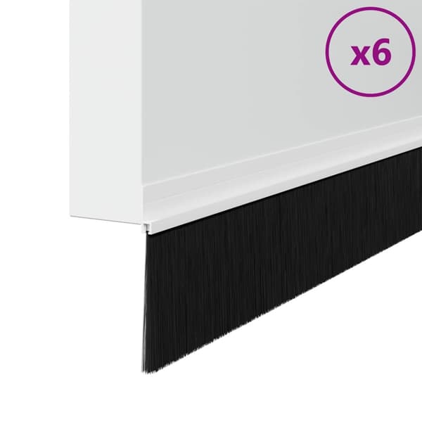Självhäftande dörrborstlist 6 pcs Vit 100 cm Aluminiumlegering