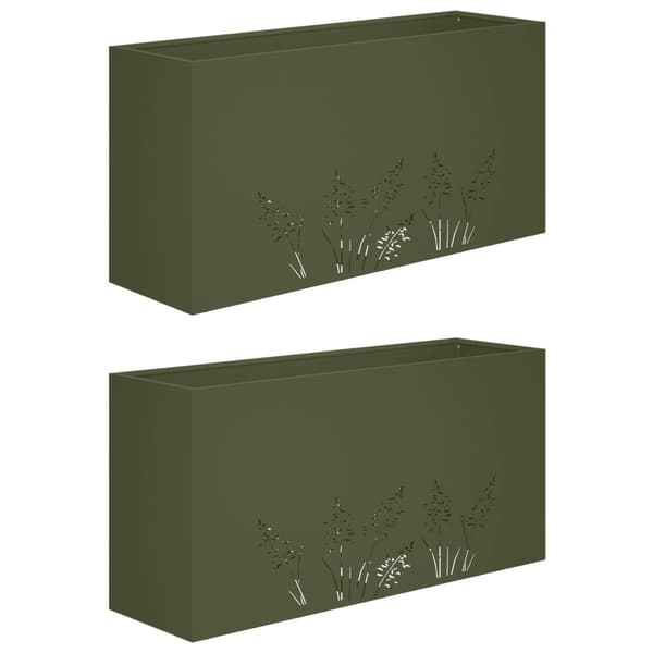 Trädgårdsplanterare 2 st Olivgrön 100 x 20 x 49 cm