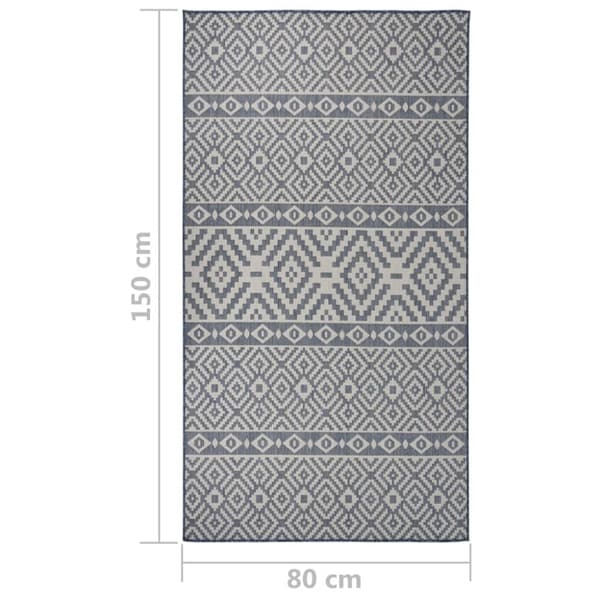 Utomhusmatta plattvävd 80x150 cm blå ränder