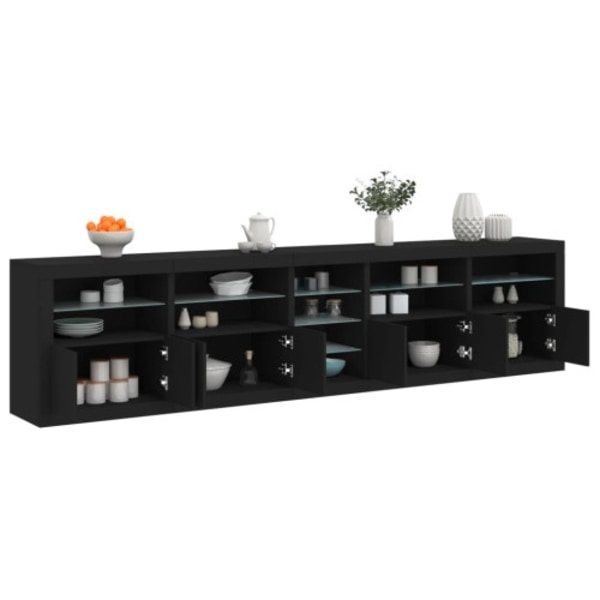 Skänk med LED-belysning svart 283x37x67 cm
