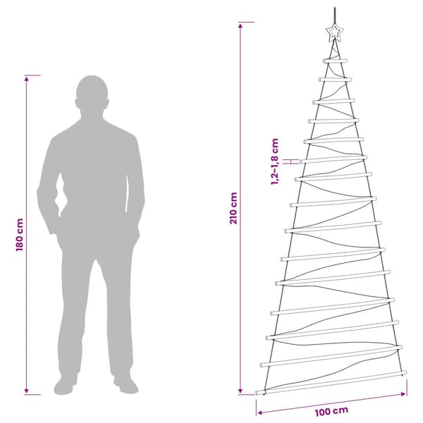 Hängande julgran 210 cm 130 LED-lampor Varmvit